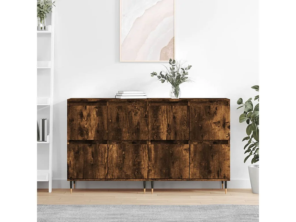 Credenze 2 pz Rovere Fumo in Legno Multistrato