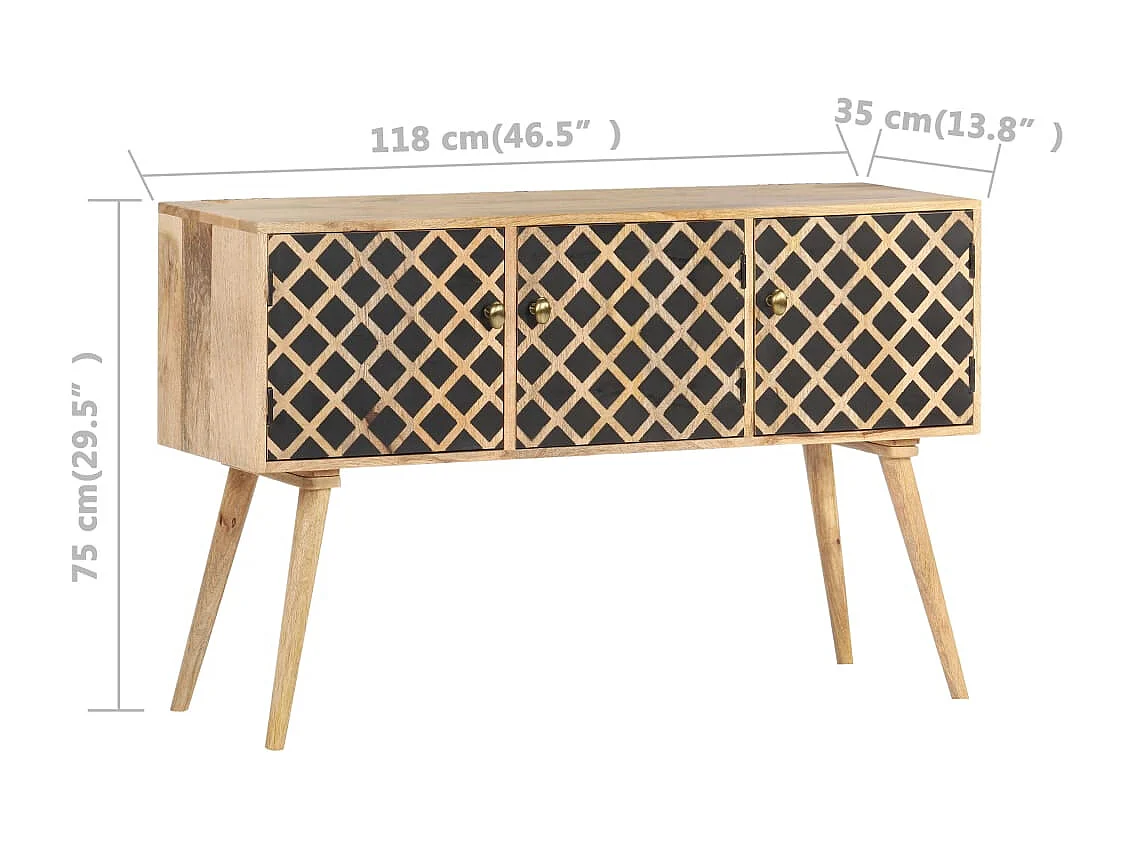 Buffet 118x35x75 cm Bois de manguier massif