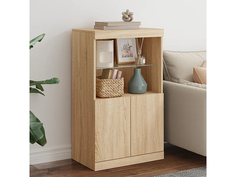 Buffet avec lumières LED chêne sonoma 60,5x37x100 cm