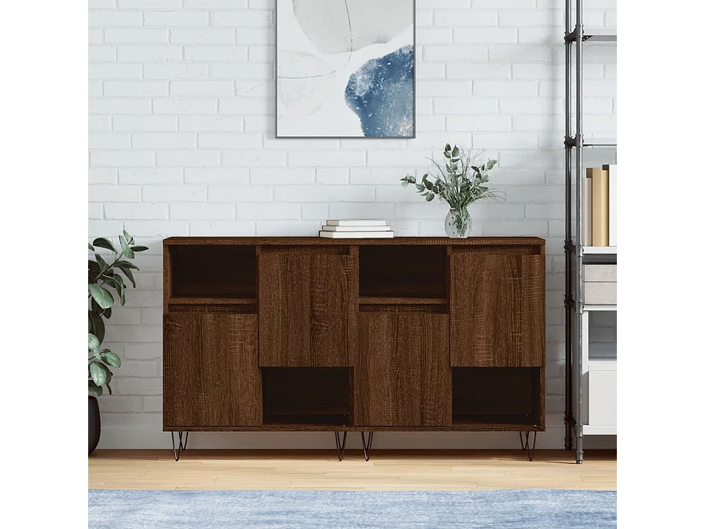 Credenze 2 pz Rovere Marrone in Legno Multistrato