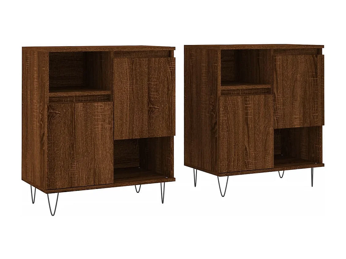 Credenze 2 pz Rovere Marrone in Legno Multistrato