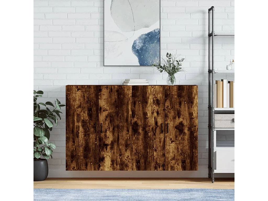 Mobili a Parete 2 pz Rovere Fumo 69,5x34x90 cm