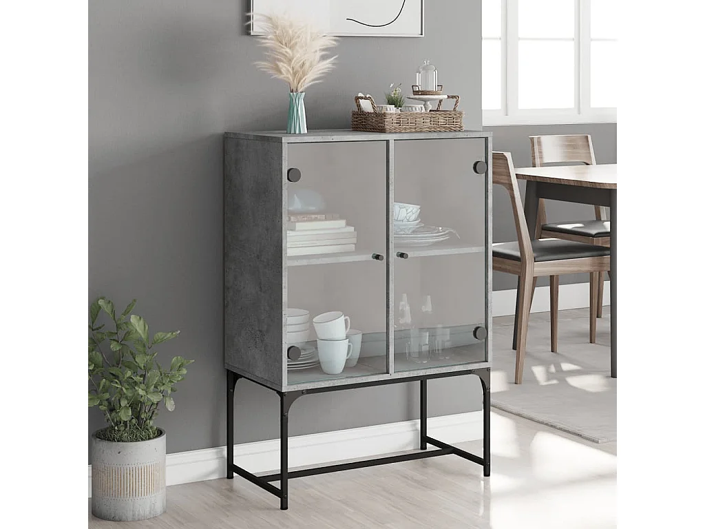 Mobile con Ante in Vetro Grigio Cemento 69x37x100 cm