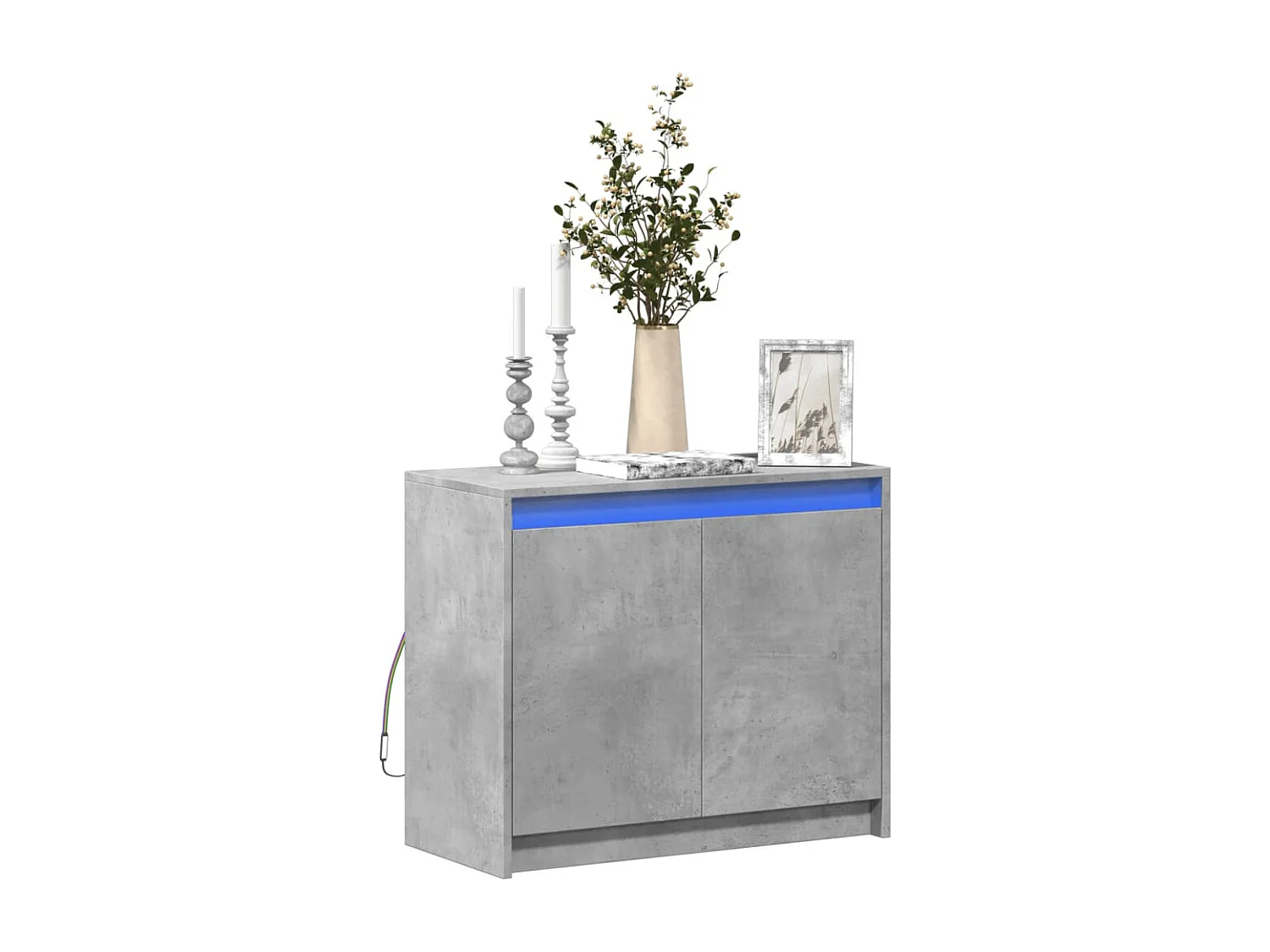 Aparador con LED madera ingeniería gris hormigón 72x34x61 cm