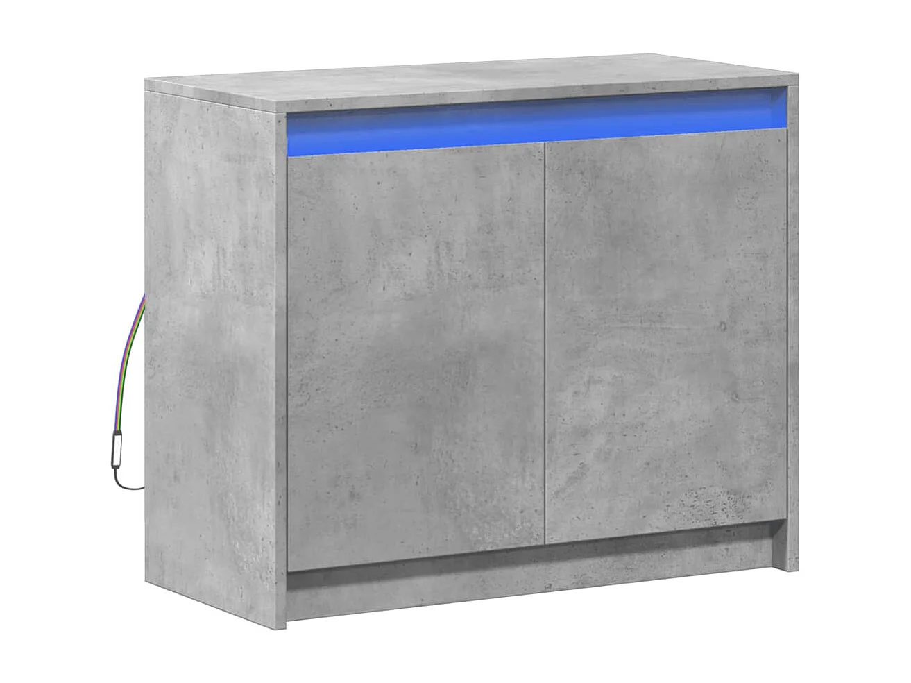 Aparador con LED madera ingeniería gris hormigón 72x34x61 cm