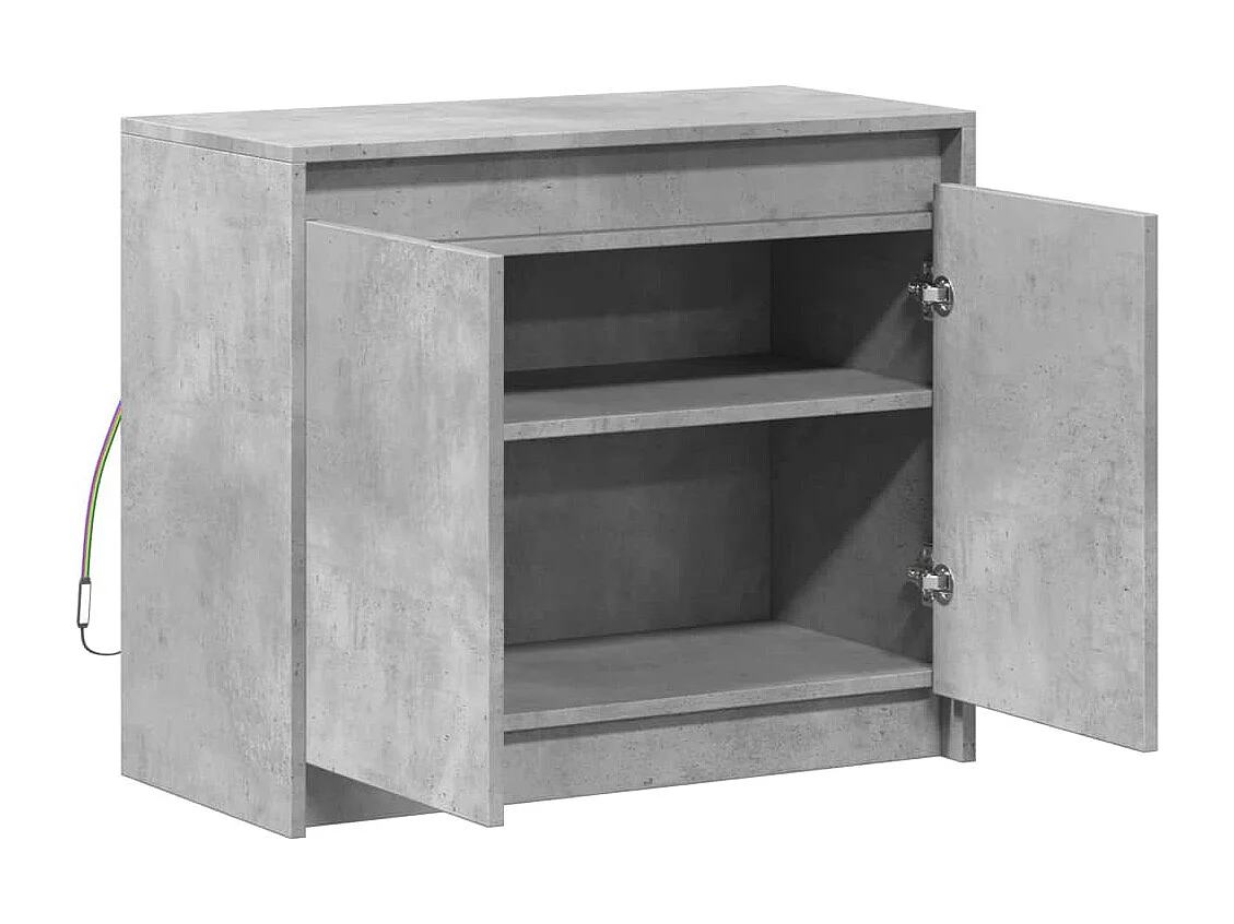 Aparador con LED madera ingeniería gris hormigón 72x34x61 cm