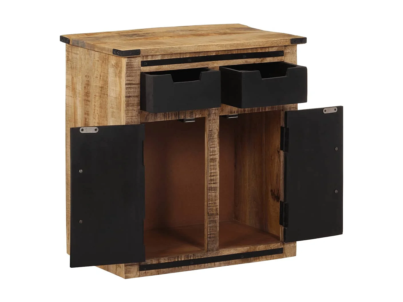 Aparador con 2 cajones madera maciza de mango 55x35x60 cm