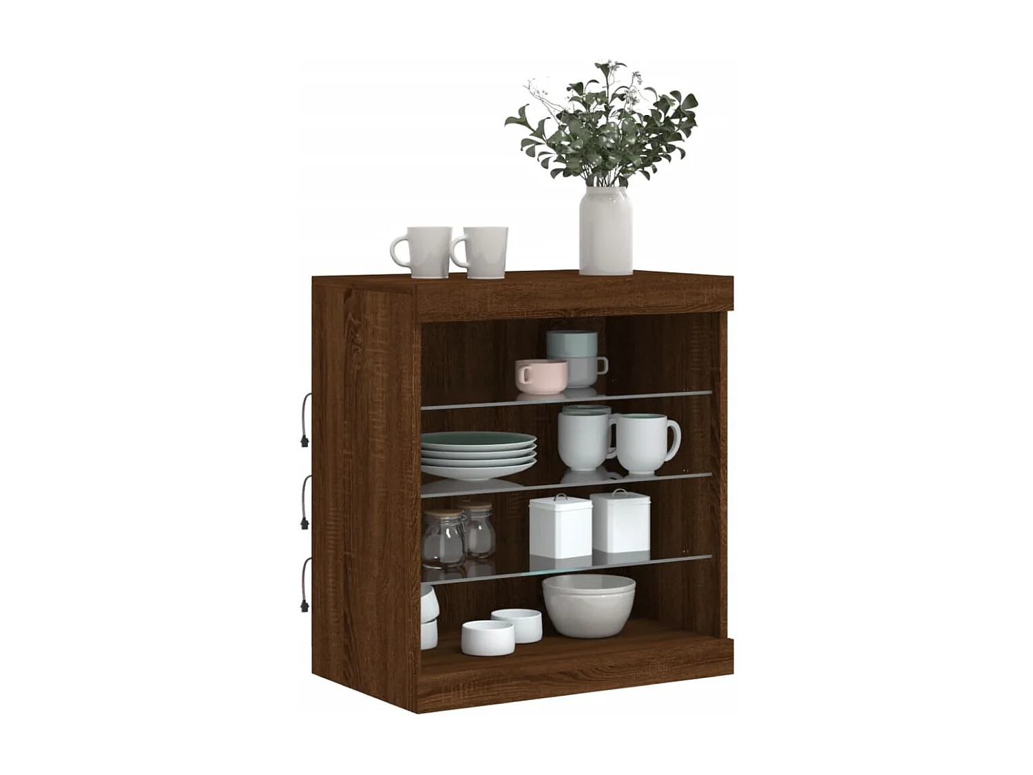 Buffet avec lumières LED chêne marron 60,5x37x67 cm