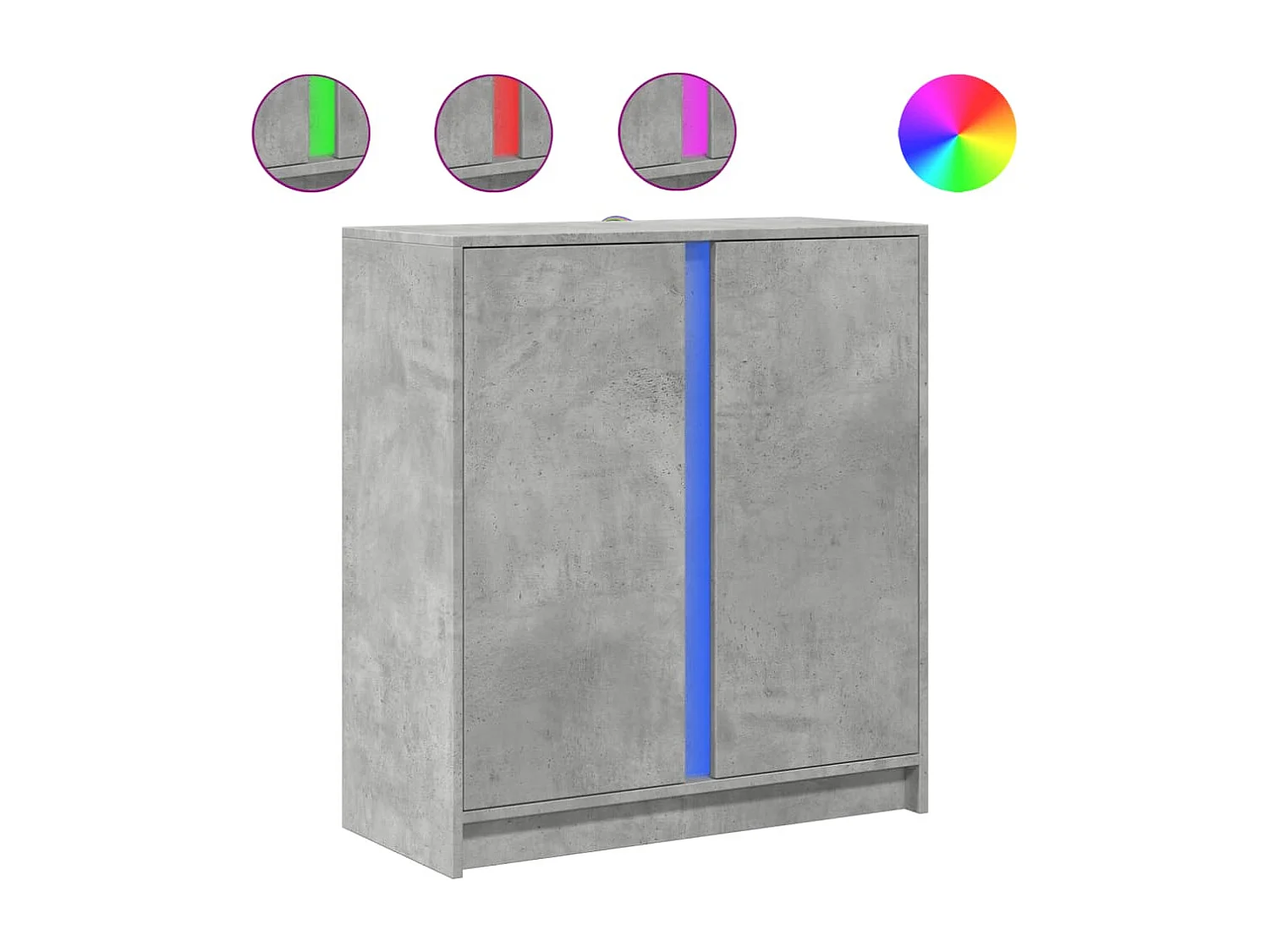 Credenza con LED Grigio Cemento 77x34x85 cm Legno Multistrato