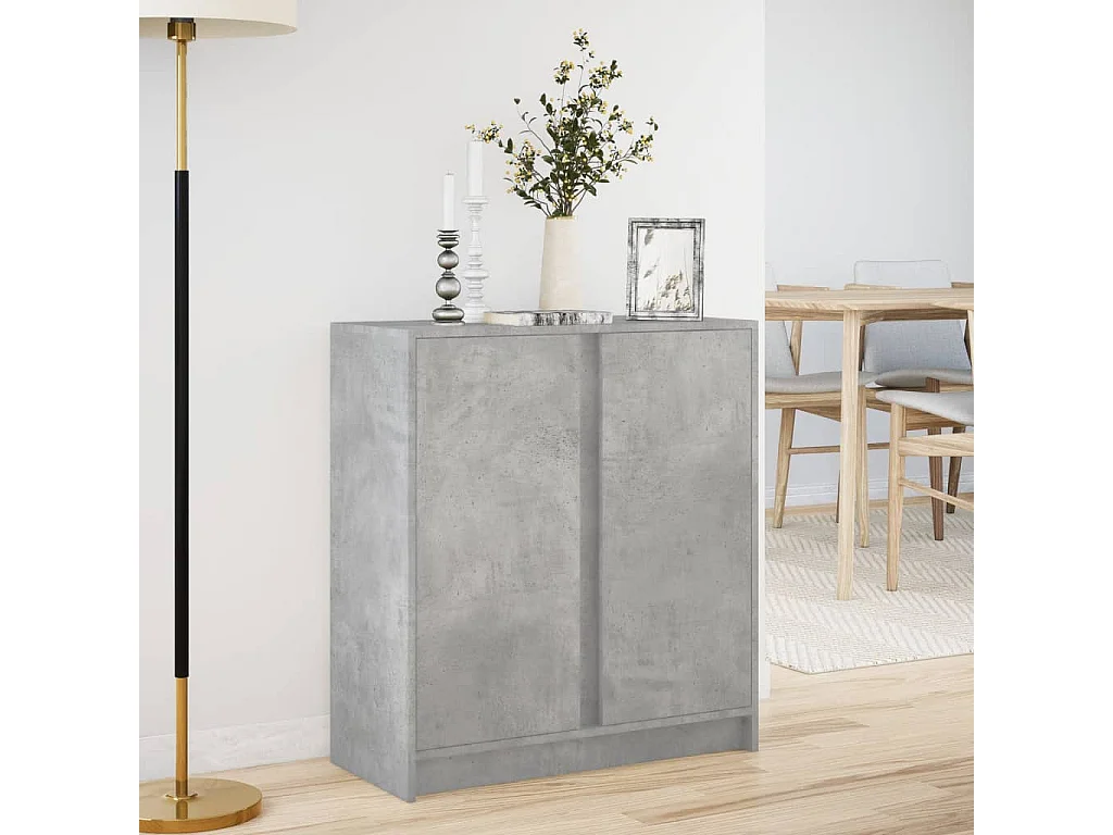 Credenza con LED Grigio Cemento 77x34x85 cm Legno Multistrato