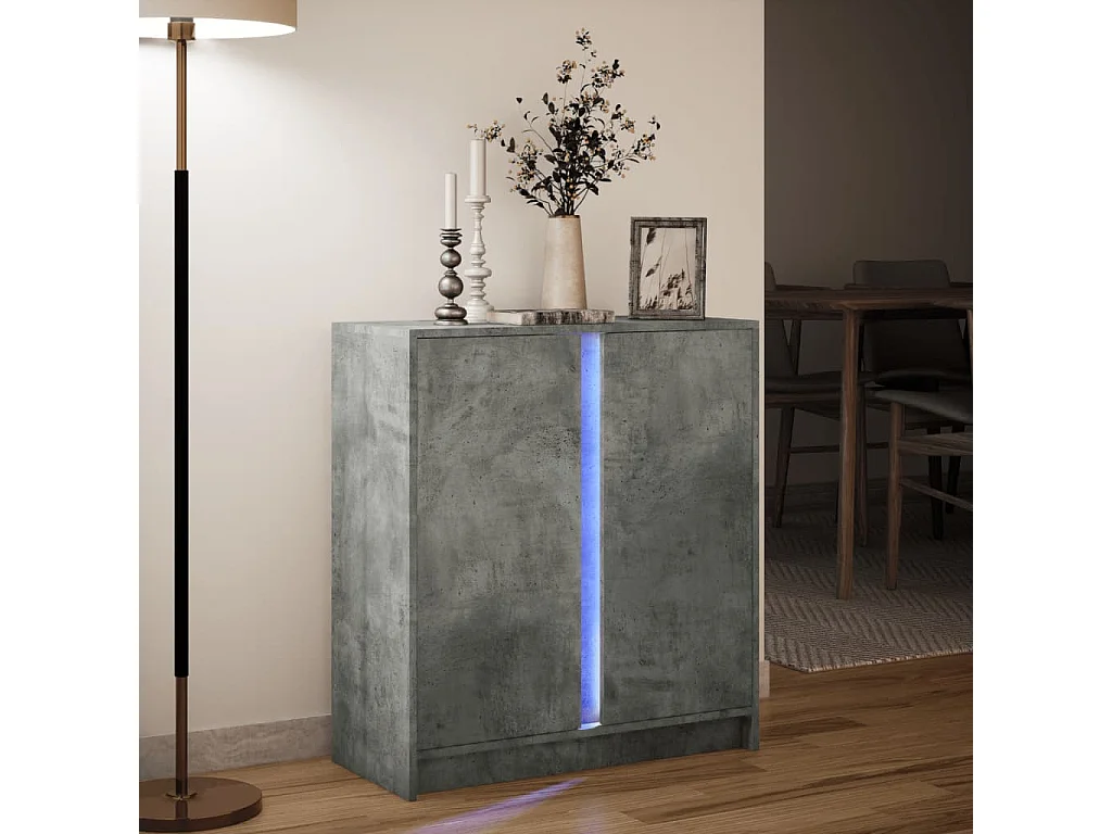 Credenza con LED Grigio Cemento 77x34x85 cm Legno Multistrato