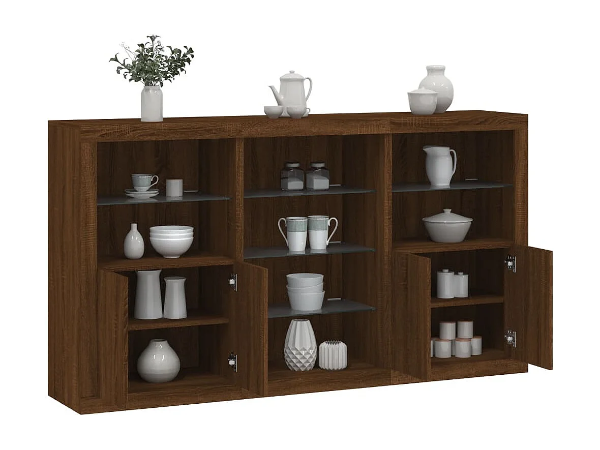 Credenza con Luci LED Rovere Marrone 181,5x37x100 cm