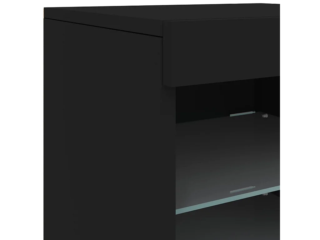 Credenza con Luci LED Nera 123x37x67 cm