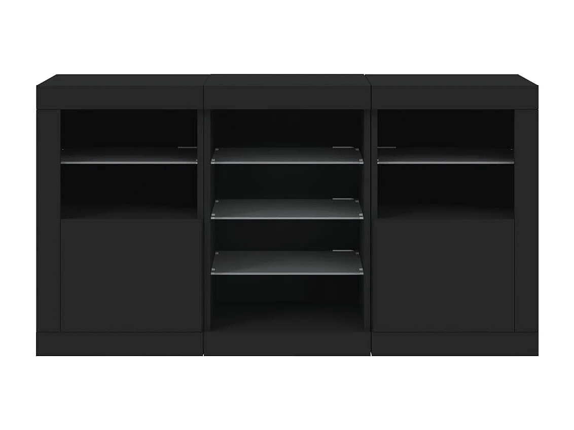 Aparador com luzes LED 123x37x67 cm preto
