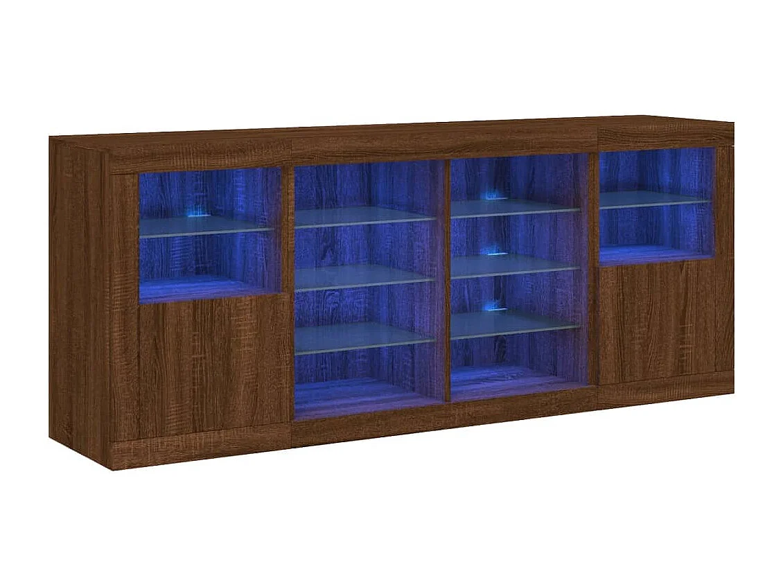 Buffet avec lumières LED chêne marron 163x37x67 cm