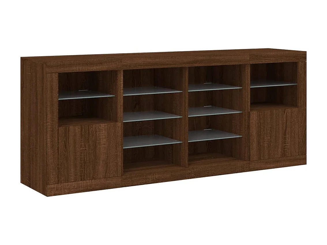 Buffet avec lumières LED chêne marron 163x37x67 cm