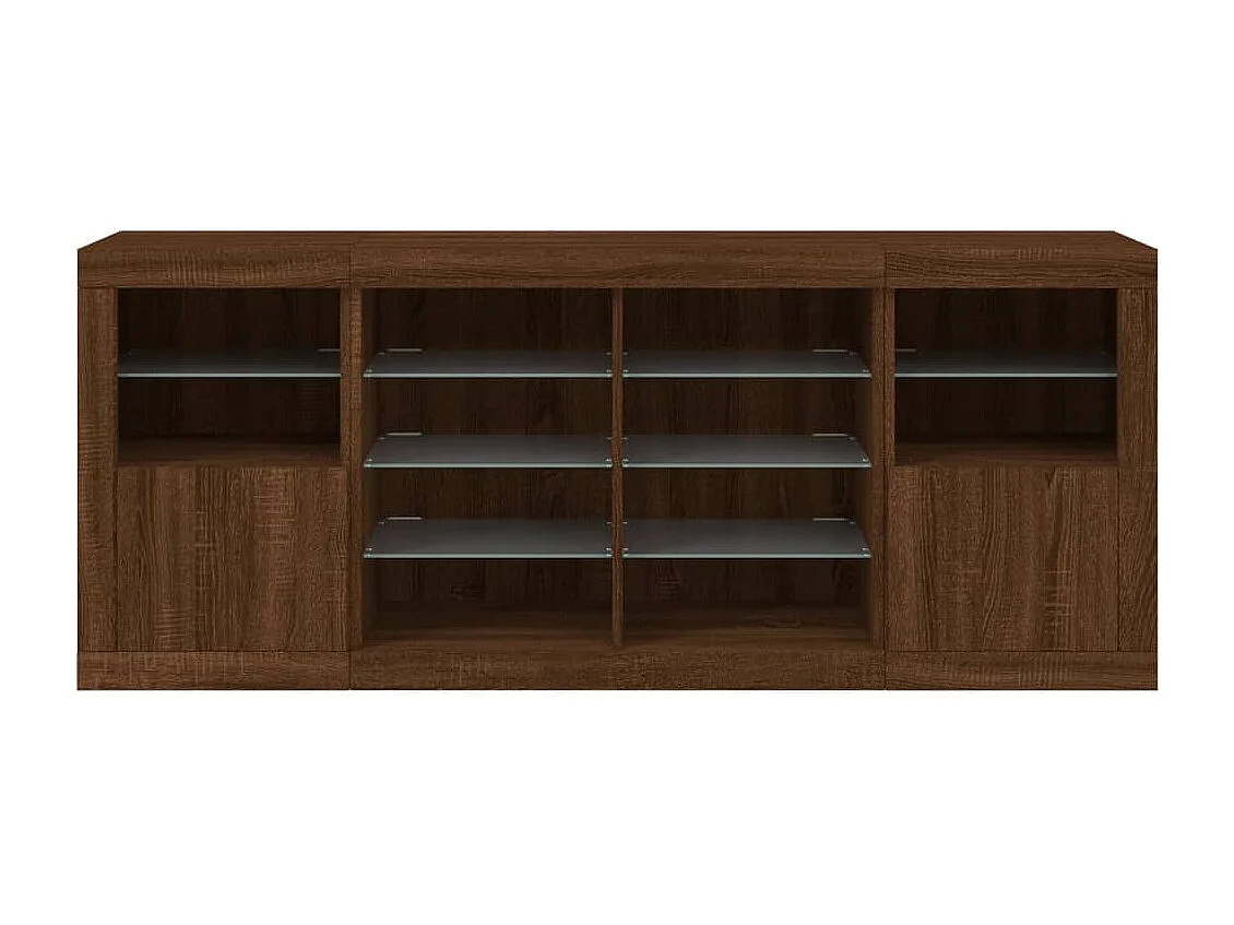 Buffet avec lumières LED chêne marron 163x37x67 cm