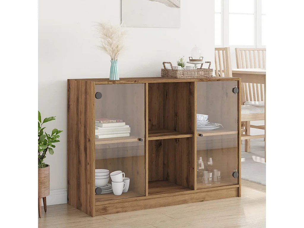 Buffet chêne artisanal 102x37x75,5 cm bois d'ingénierie