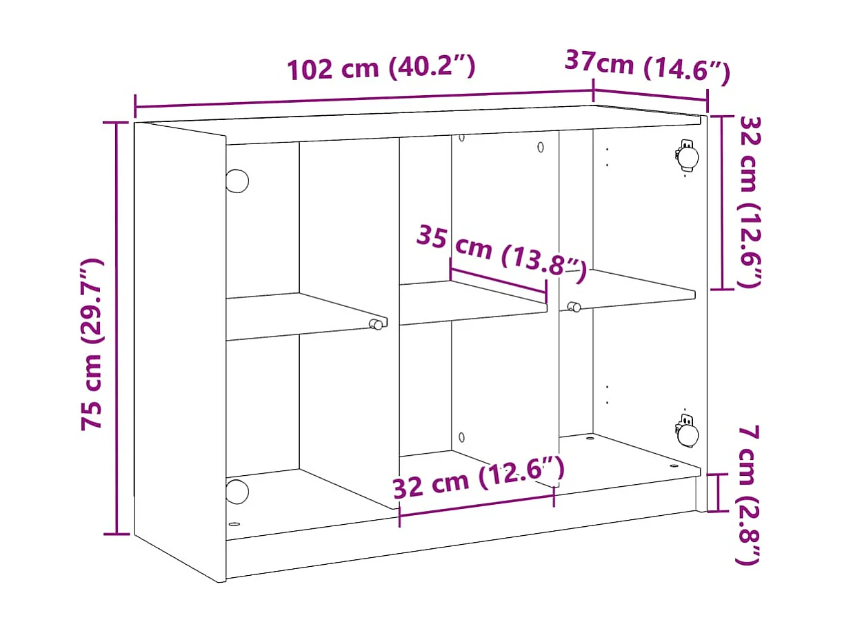 Aparador madera de ingeniería roble artiasian 102x37x75,5 cm