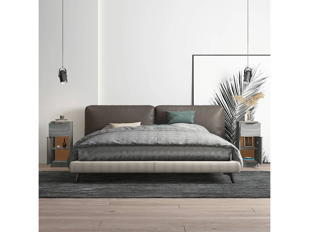 Aparadores 2 uds madera contrachapada gris Sonoma 30x30x70 cm