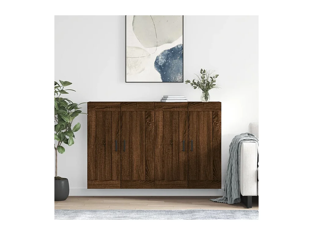 Armadietti a Parete 2 pz Rovere Marrone in Legno Multistrato