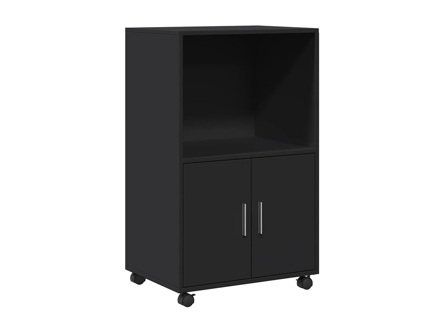 Armoire à roulettes noir 55x40x91 cm bois d'ingénierie