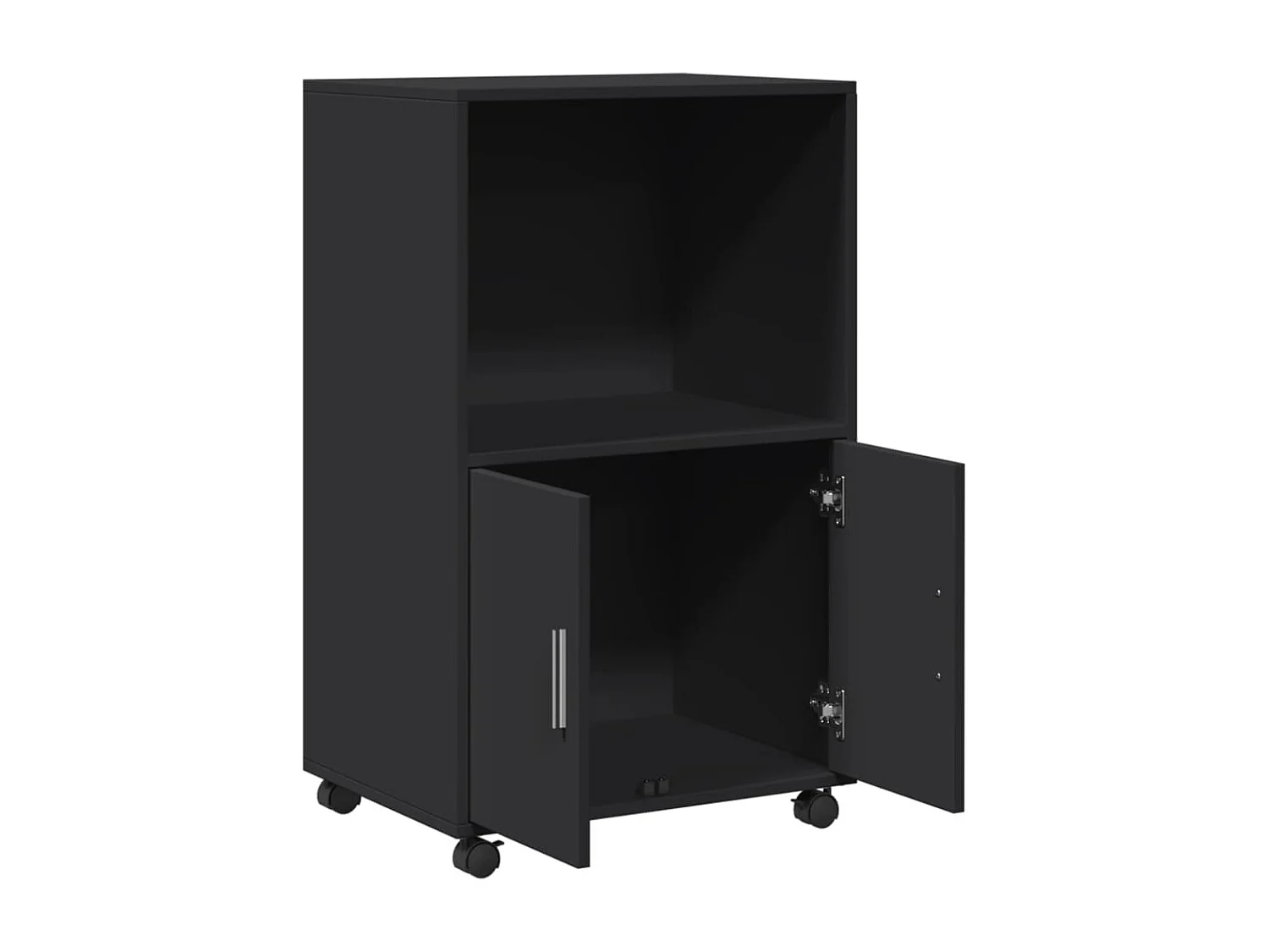 Armoire à roulettes noir 55x40x91 cm bois d'ingénierie