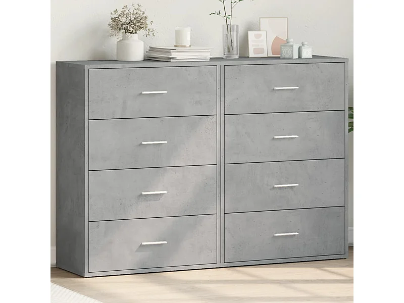 Credenze 2 pz Grigio Cemento 60x31x84 cm in Legno Multistrato
