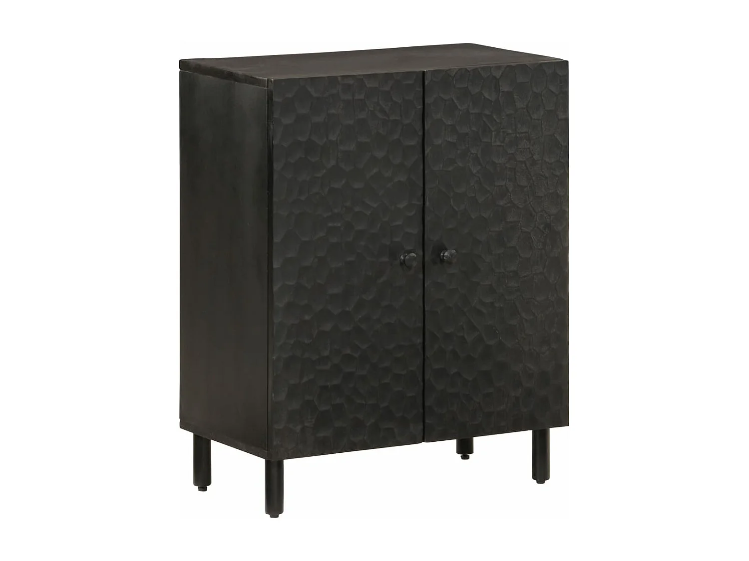 Credenze 3 pz Nero 60x33x75 cm in Legno Massello di Mango