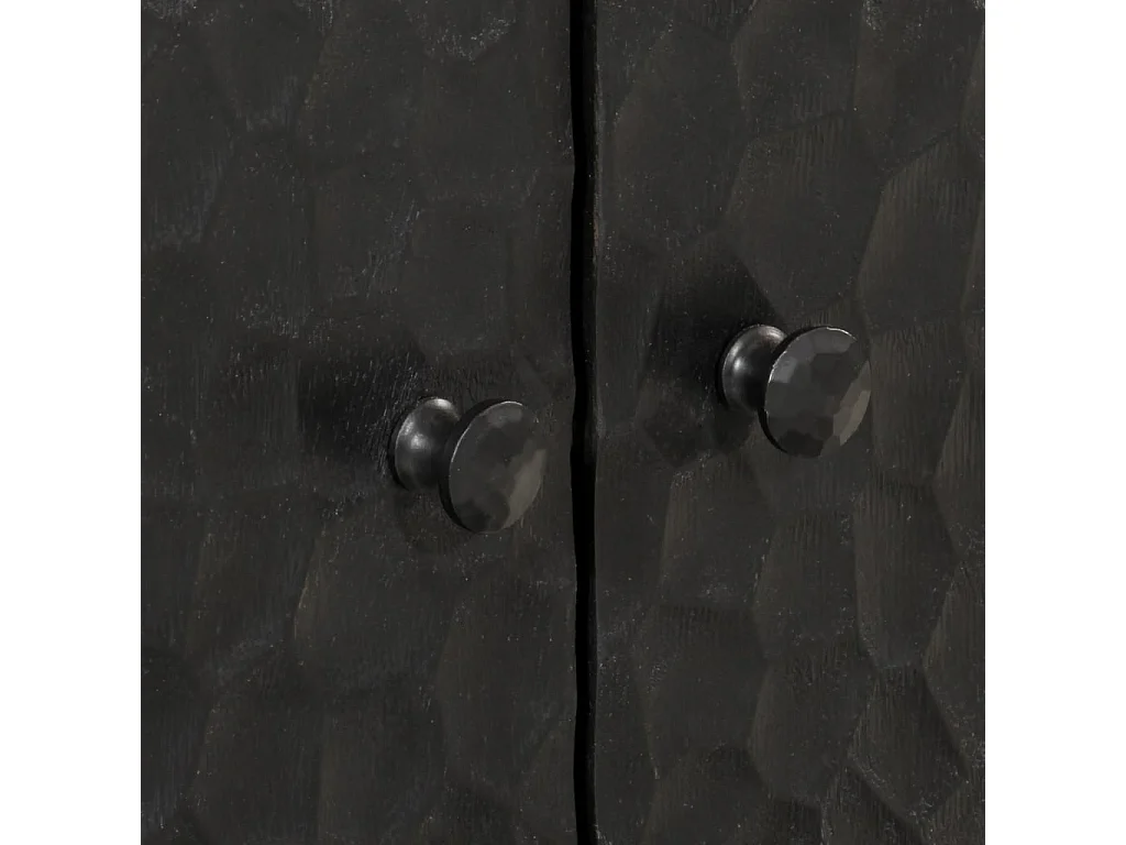 Credenze 3 pz Nero 60x33x75 cm in Legno Massello di Mango