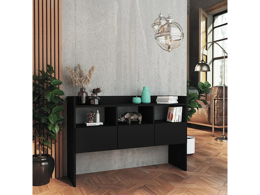 Credenza Nera 105x30x70 cm in Legno Multistrato