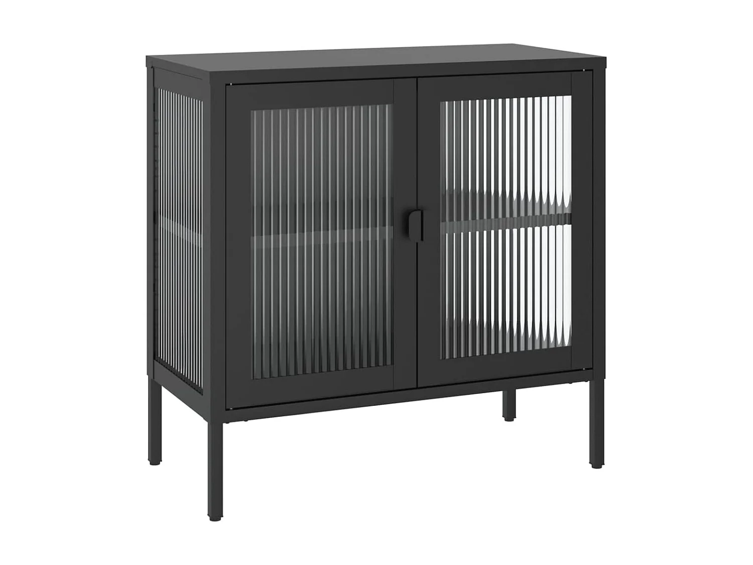 Aparador 70x35x70 cm vidro e aço preto