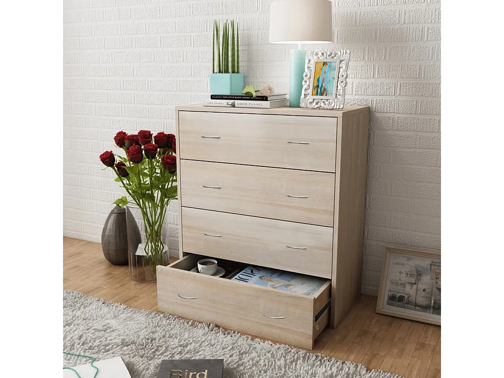 Kommode mit 4 Schubladen 60×30,5×71 cm Eichenbraun