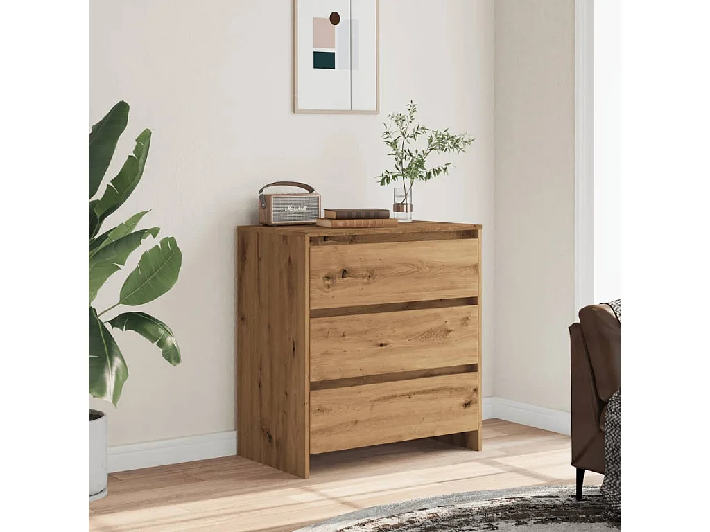 Buffet chêne artisanal 70x41x75 cm bois d'ingénierie