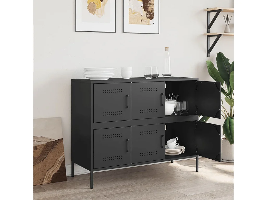 Credenza Nera 100,5x39x79 cm in Acciaio