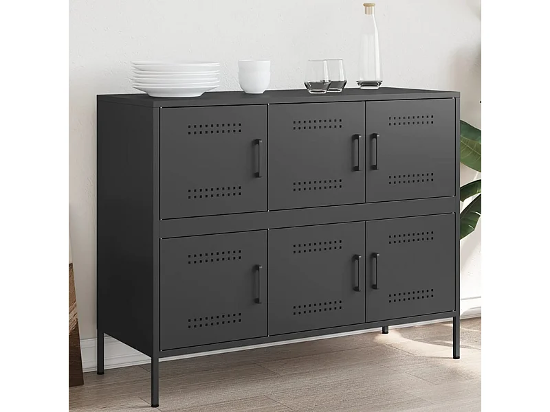 Credenza Nera 100,5x39x79 cm in Acciaio