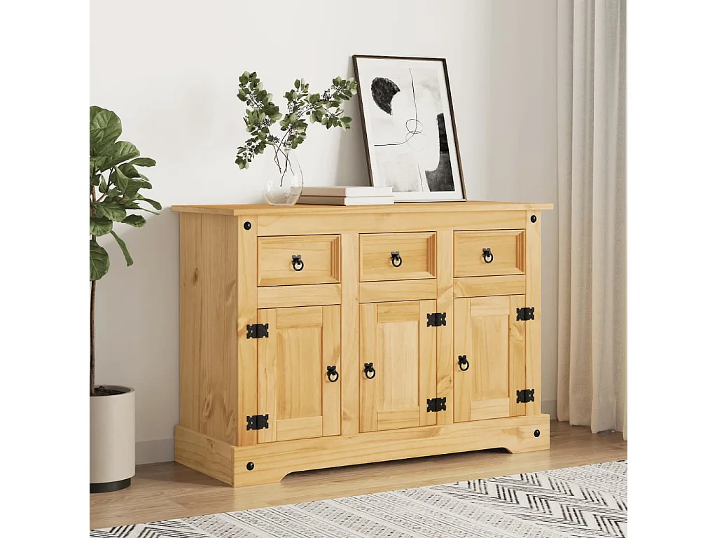 Buffet Corona marron 112x43x78 cm bois massif pin mexicain