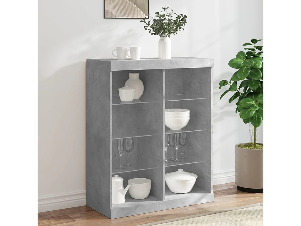 Credenza con Luci LED Grigio Cemento 81x37x100 cm