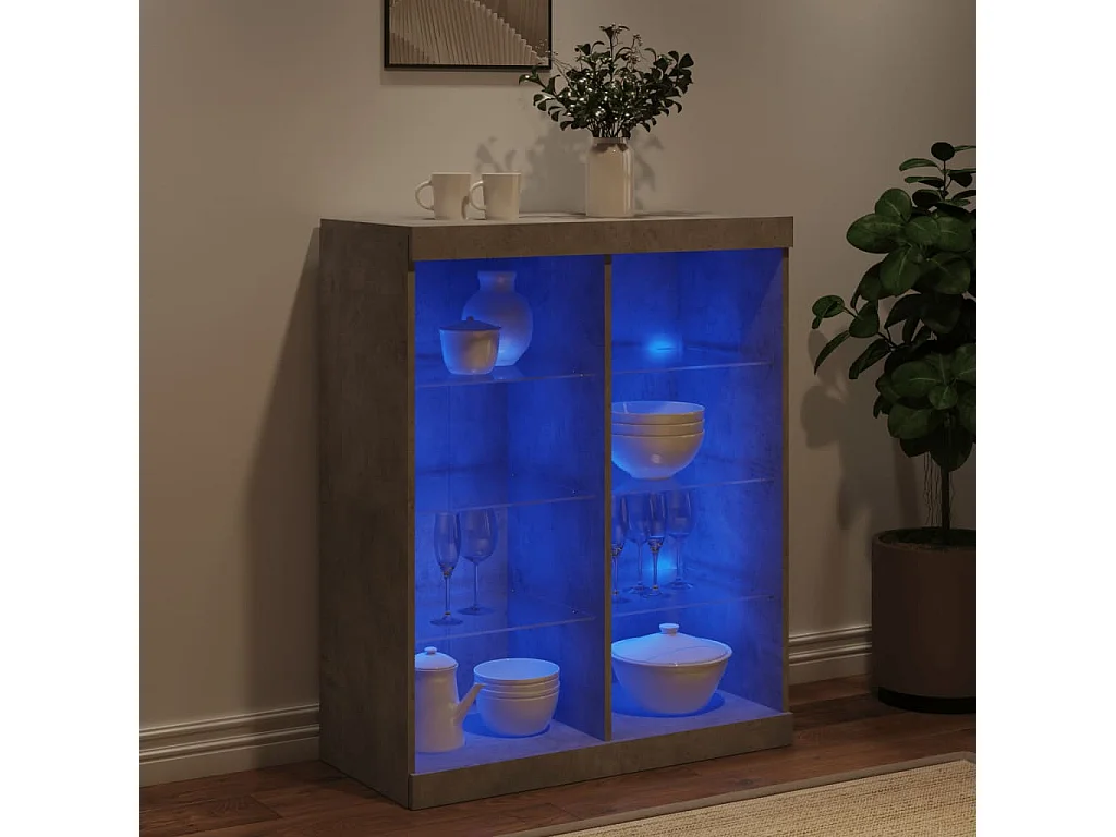 Credenza con Luci LED Grigio Cemento 81x37x100 cm