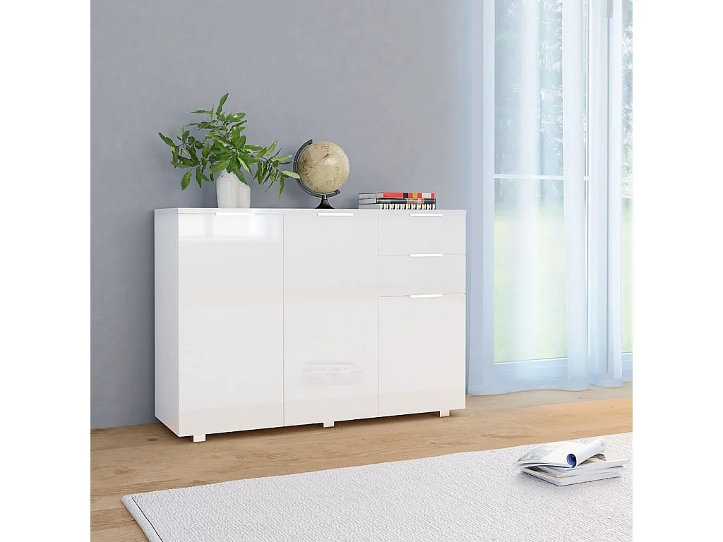Sideboard Hochglanz-Weiß 107x35x80,5 cm
