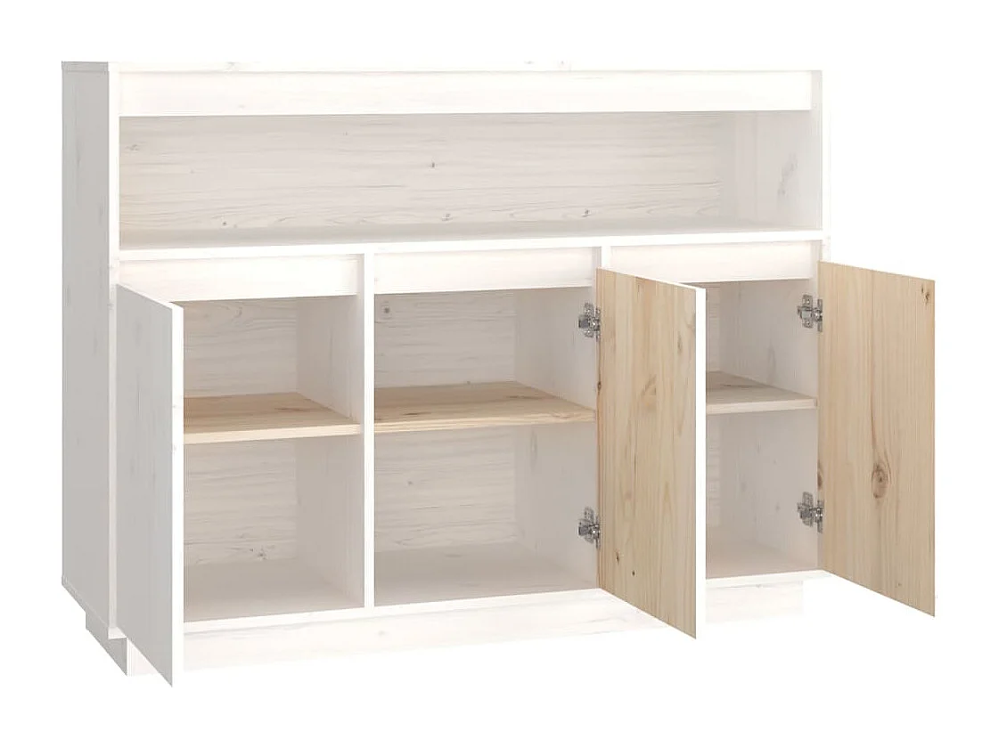 Credenza Bianca 104,5x34x80 cm in Legno Massello di Pino