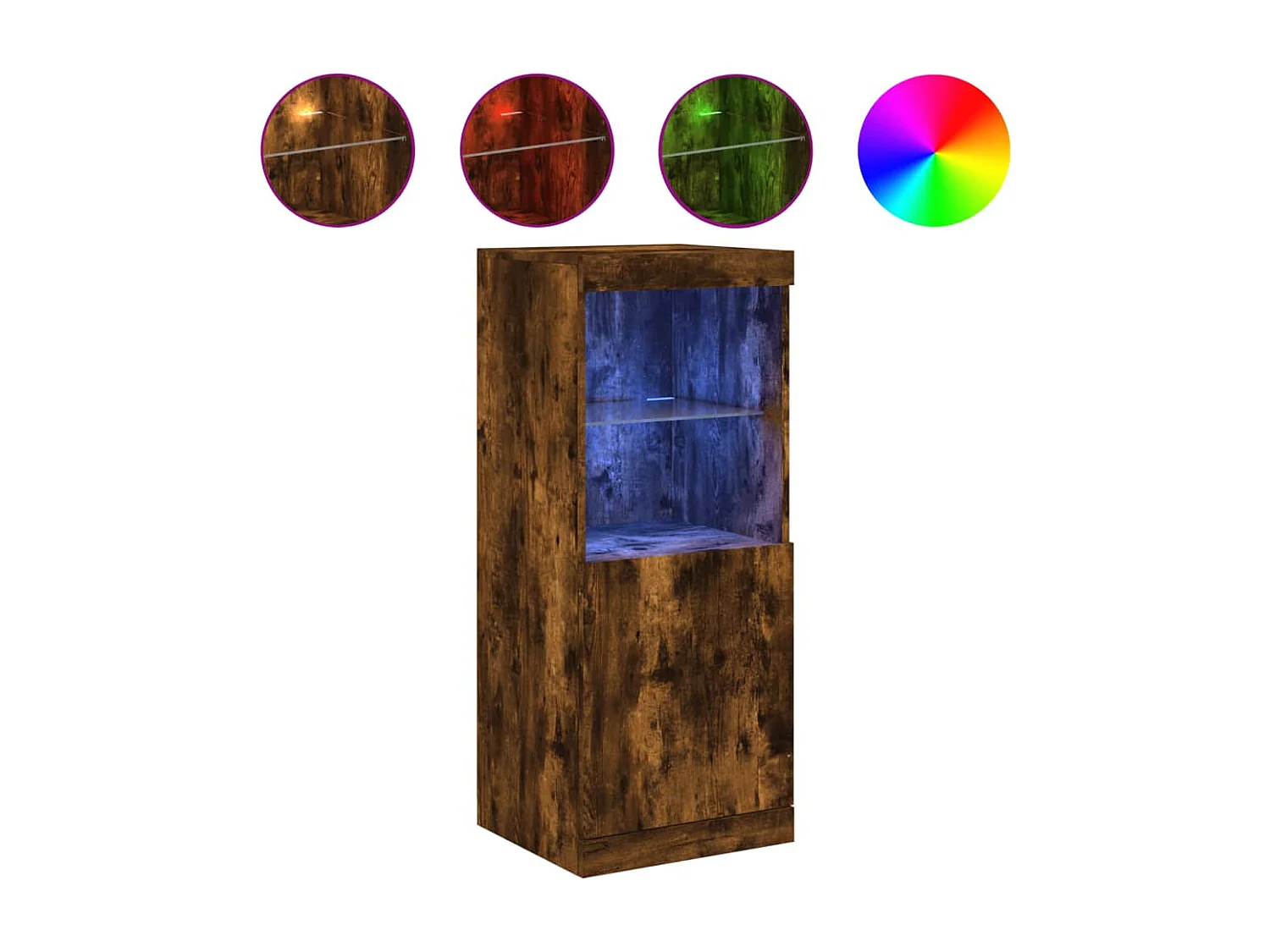 Buffet avec lumières LED chêne fumé 41x37x100 cm