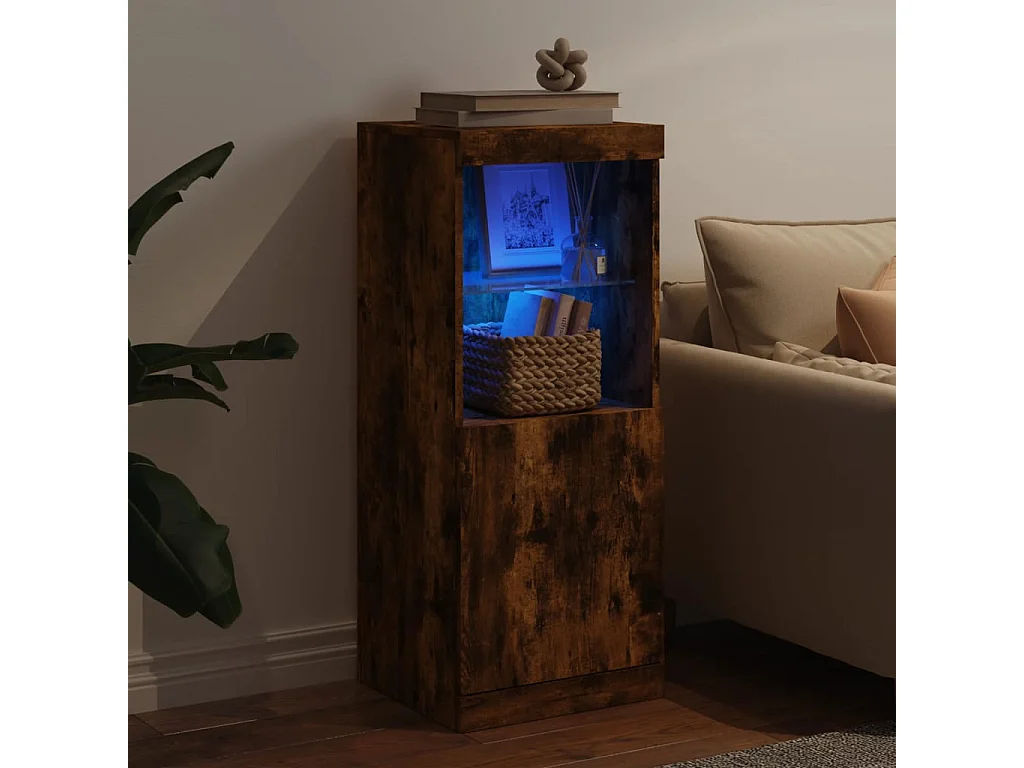 Credenza con Luci LED Rovere Fumo 41x37x100 cm