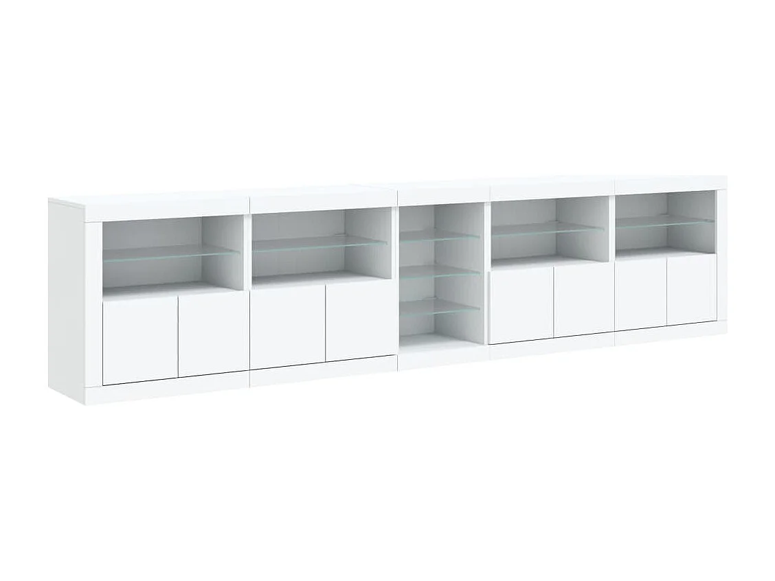 Credenza con Luci LED Bianca 283x37x67 cm