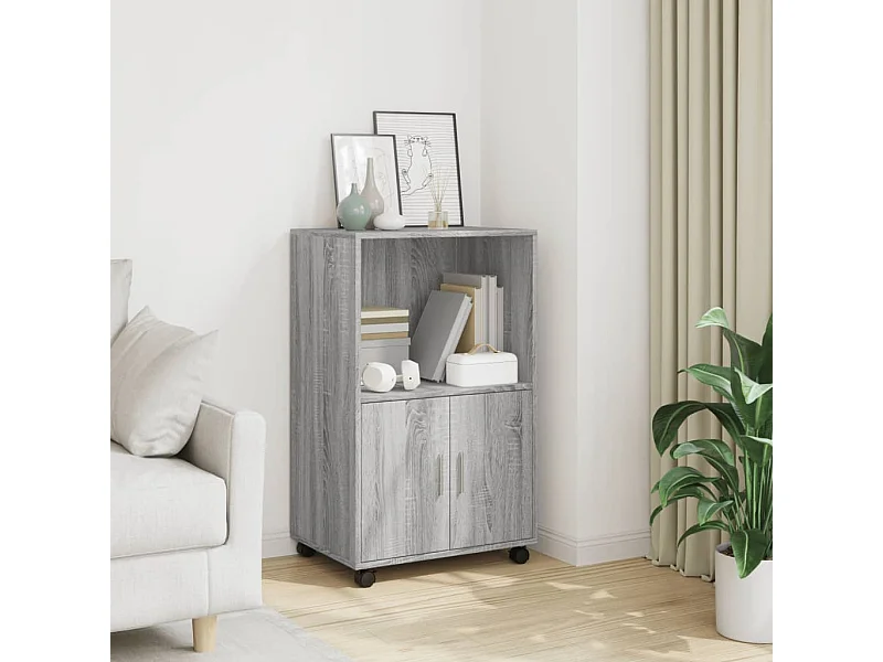 Armoire à roulettes sonoma gris 55x40x91 cm bois d'ingénierie