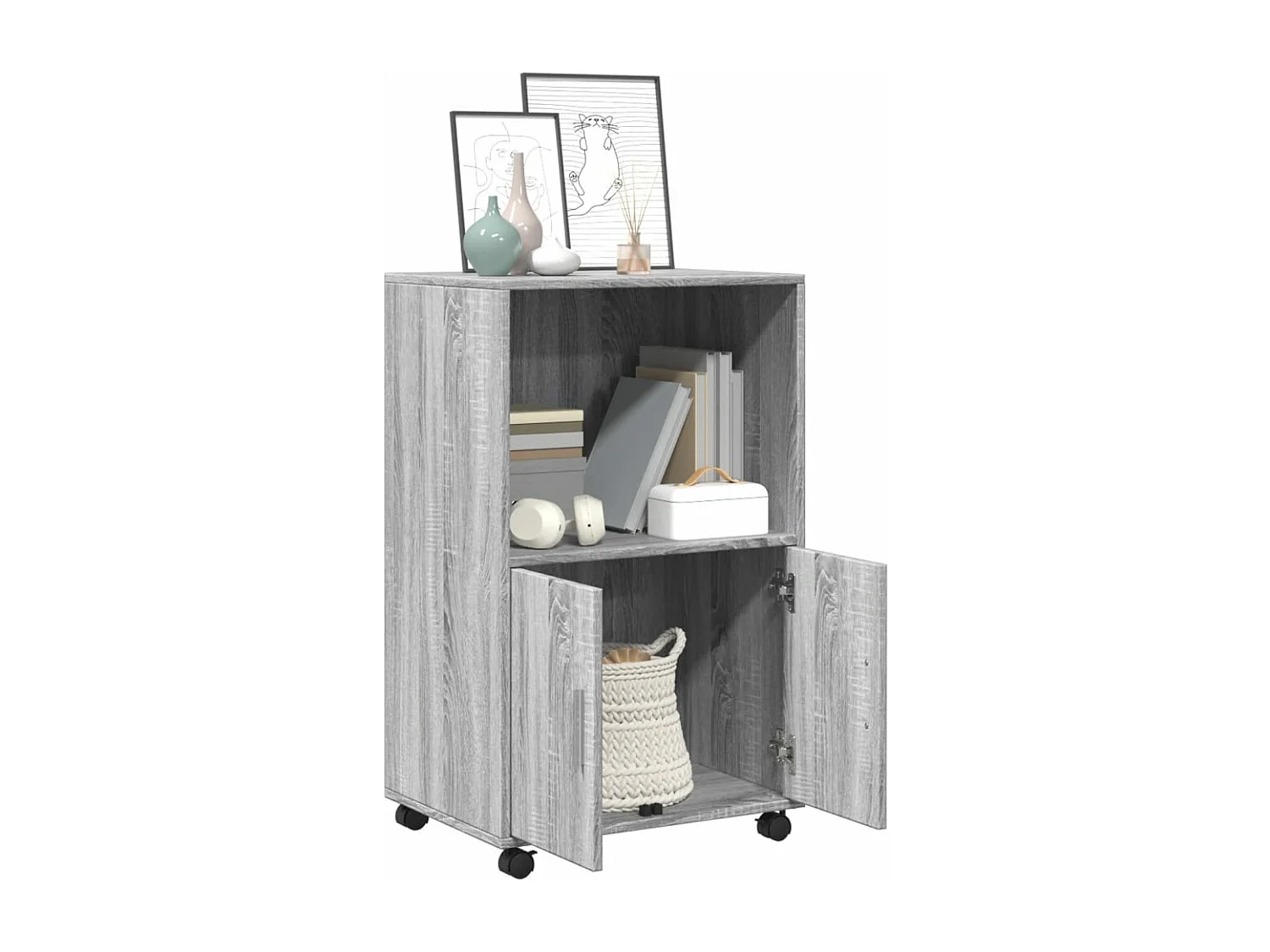 Rollschrank Grau Sonoma 55x40x91 cm Holzwerkstoff