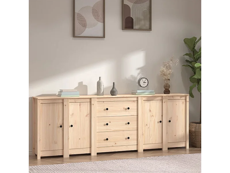 Aparador de madera maciza de pino 230x35x80 cm