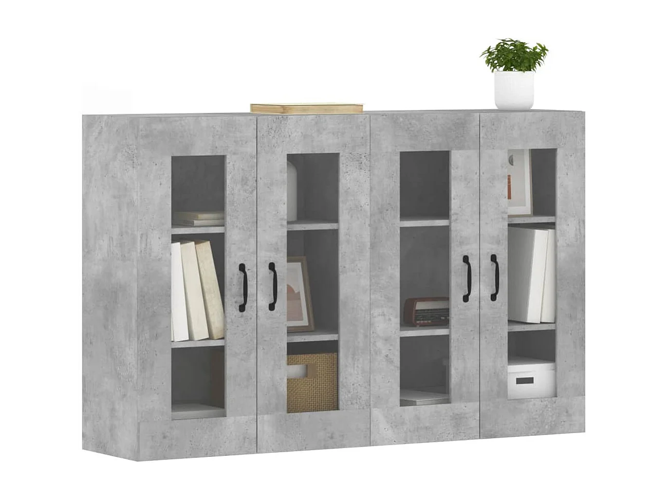 Armadietti a Parete 2 pz Grigio Cemento in Legno Multistrato