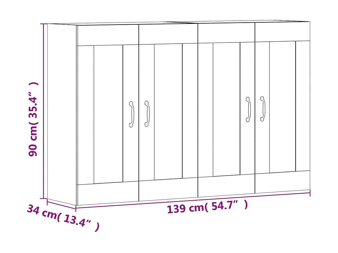 Wandschränke 2 Stk. Betongrau Holzwerkstoff