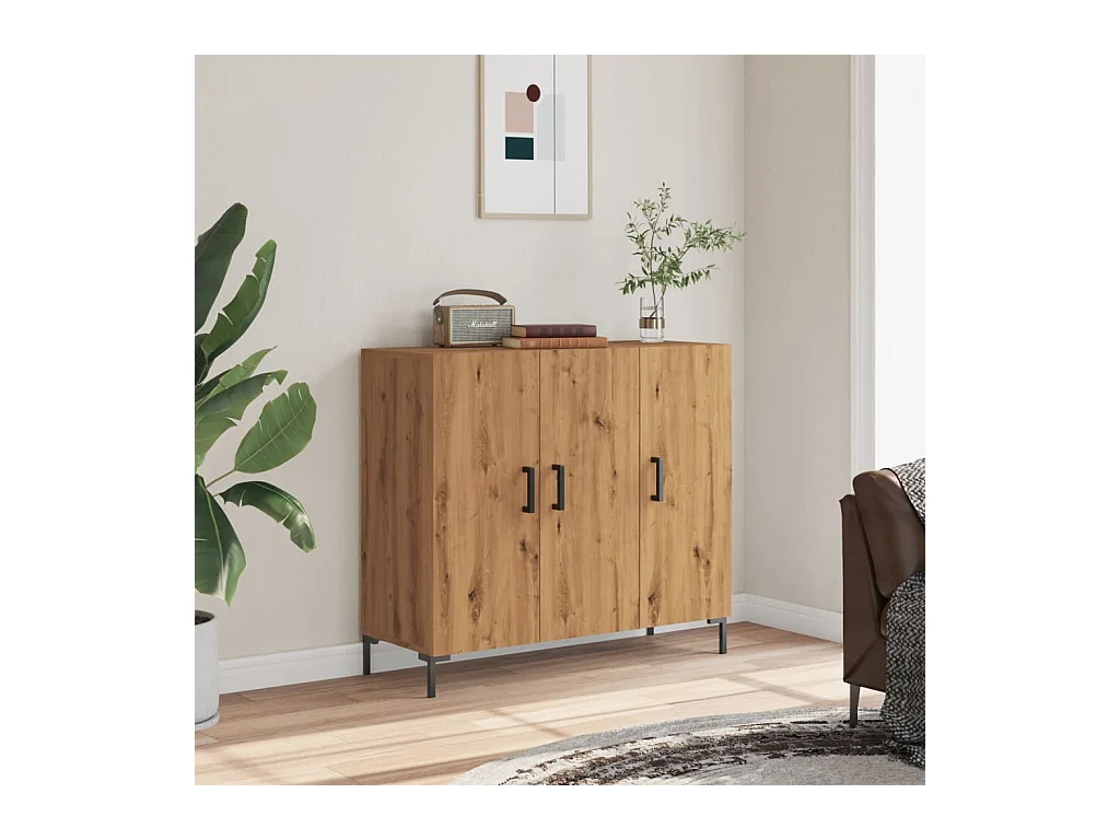 Credenza Rovere Artigianale 90x34x80 cm in Legno Multistrato